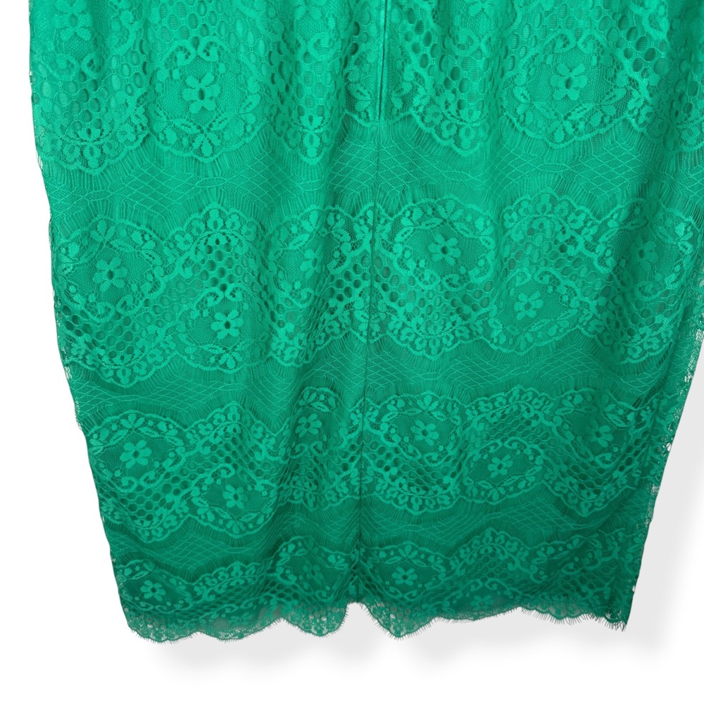 Tadashi Shoji Lace Sheath Dress Size 12 Emerald Green Cocktail Elegant Romantic - Picture 7 of 16